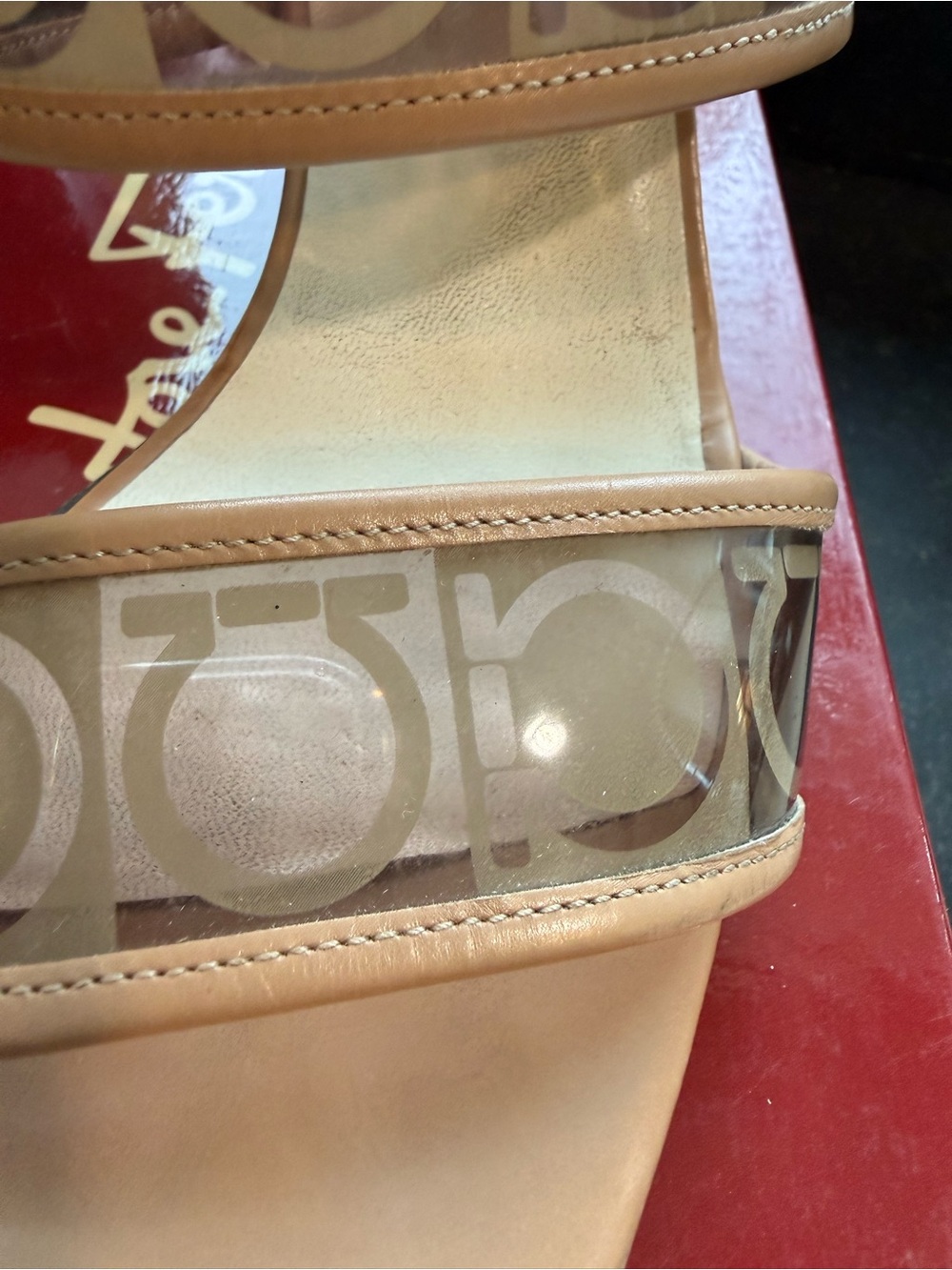Vintage Salvatore Ferragamo Tan Logo Double-Strap Slide Mules - Picture 7 of 7